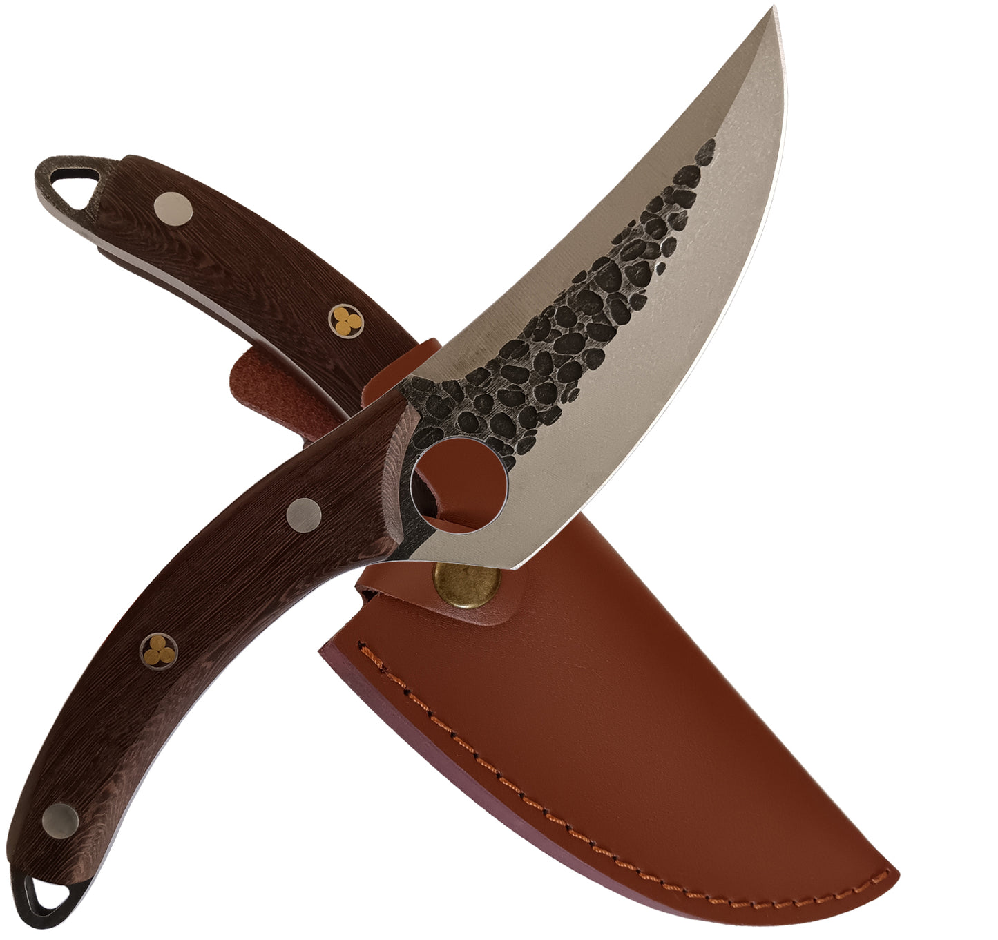 Japan Viking Knives with Sheath Hand Forged Butcher Knife for Meat Cutting Japanese Cooking Chef Knives Sharp Meat Cleaver for Outdoor Camping, BBQ