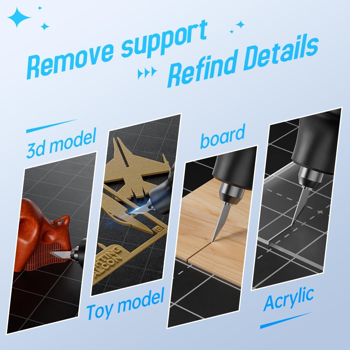 Portable Ultrasonic Cutter | 30W 40kHz Ultrasonic Vibration | 2-in-1 Powerful Ultrasonic Cutter & Polisher supports precise cutting, grinding, and polishing for 3D Printed Models, PVC, Leather, Wood & More