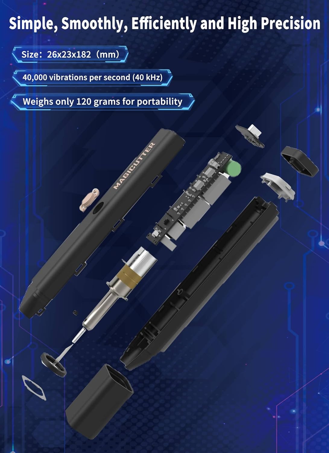 Portable Ultrasonic Cutter | 30W 40kHz Ultrasonic Vibration | 2-in-1 Powerful Ultrasonic Cutter & Polisher supports precise cutting, grinding, and polishing for 3D Printed Models, PVC, Leather, Wood & More