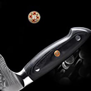 Santoku Knife, 7" Top Chef Knife - Damask style Japanese Kitchen Knife - Rustproof German Steel - Best Value with Sheath & Exquisite GiftBoxs - Ultra Sharp Cooking Knife - AIRENA