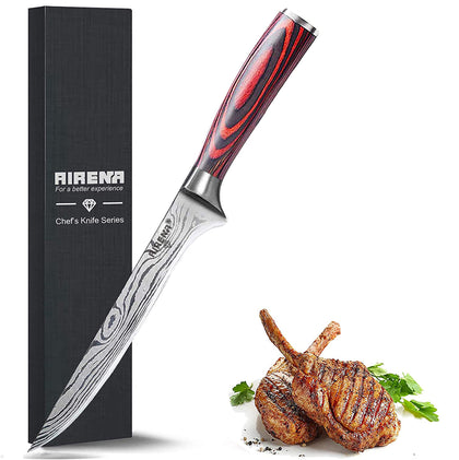 Boning Knife 6 Inch, Super Sharp Fillet Knife with High Carbon Stainless Steel Blade, Deboning Knives, Professional Boning Knives for Meat Poultry Chicken, Pakkawood Handle with Gift Box