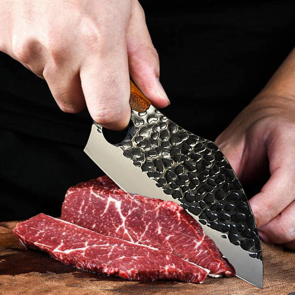 Chef Knife - Perfect Hand-forged Kitchen Knives, Japanese Viking Knife for Cooking, Chopping. Japanese Style Knives for Home, Camping, BBQ.  Balance & Control, 5.8 Inch