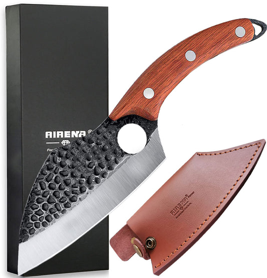 Chef Knife - Perfect Hand-forged Kitchen Knives, Japanese Viking Knife for Cooking, Chopping. Japanese Style Knives for Home, Camping, BBQ.  Balance & Control, 5.8 Inch