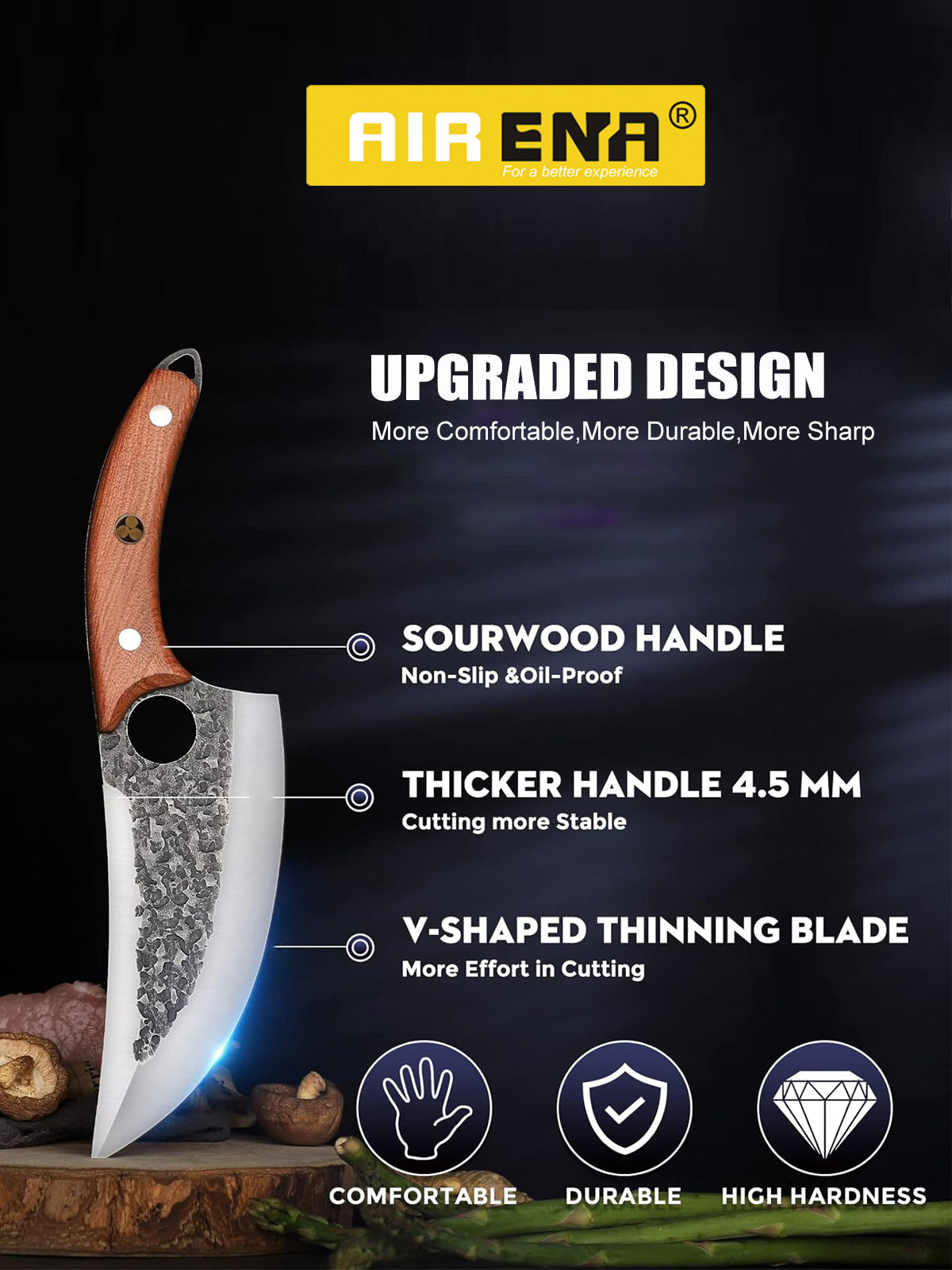 Japan Viking Knives with Sheath Hand Forged Butcher Knife for Meat Cutting Japanese Cooking Chef Knives Sharp Meat Cleaver for Outdoor Camping, BBQ