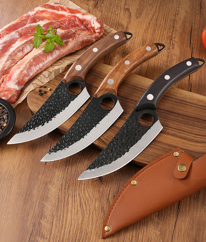 Hand-Forged Butcher Knife -Meat Cleaver - 6" Professional Kitchen Knife, Fishing Filet & Bait Knives Outdoor Survival Knife Multi-purpose Kitchen Knives for BBQ, Camping, Tactical, Deboning