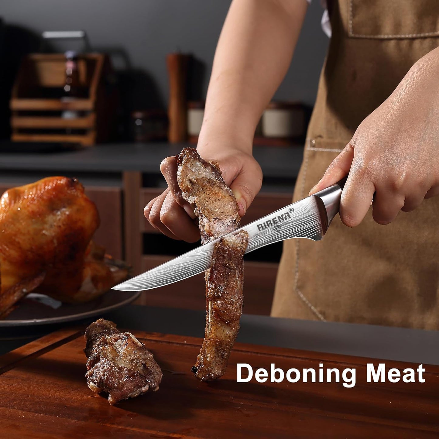 Boning Knife 6 Inch, Super Sharp Fillet Knife with High Carbon Stainless Steel Blade, Deboning Knives, Professional Boning Knives for Meat Poultry Chicken, Pakkawood Handle with Gift Box