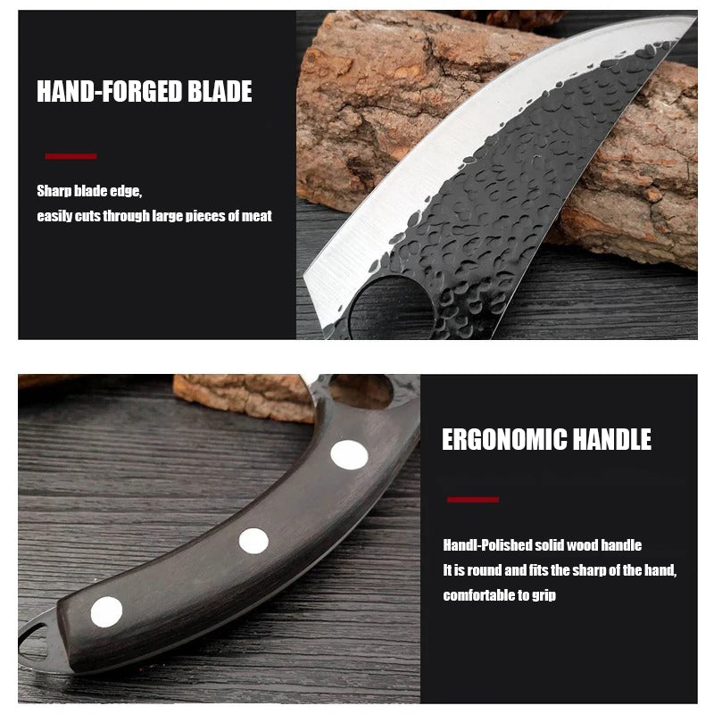 Hand-Forged Butcher Knife -Meat Cleaver - 6" Professional Kitchen Knife, Fishing Filet & Bait Knives Outdoor Survival Knife Multi-purpose Kitchen Knives for BBQ, Camping, Tactical, Deboning