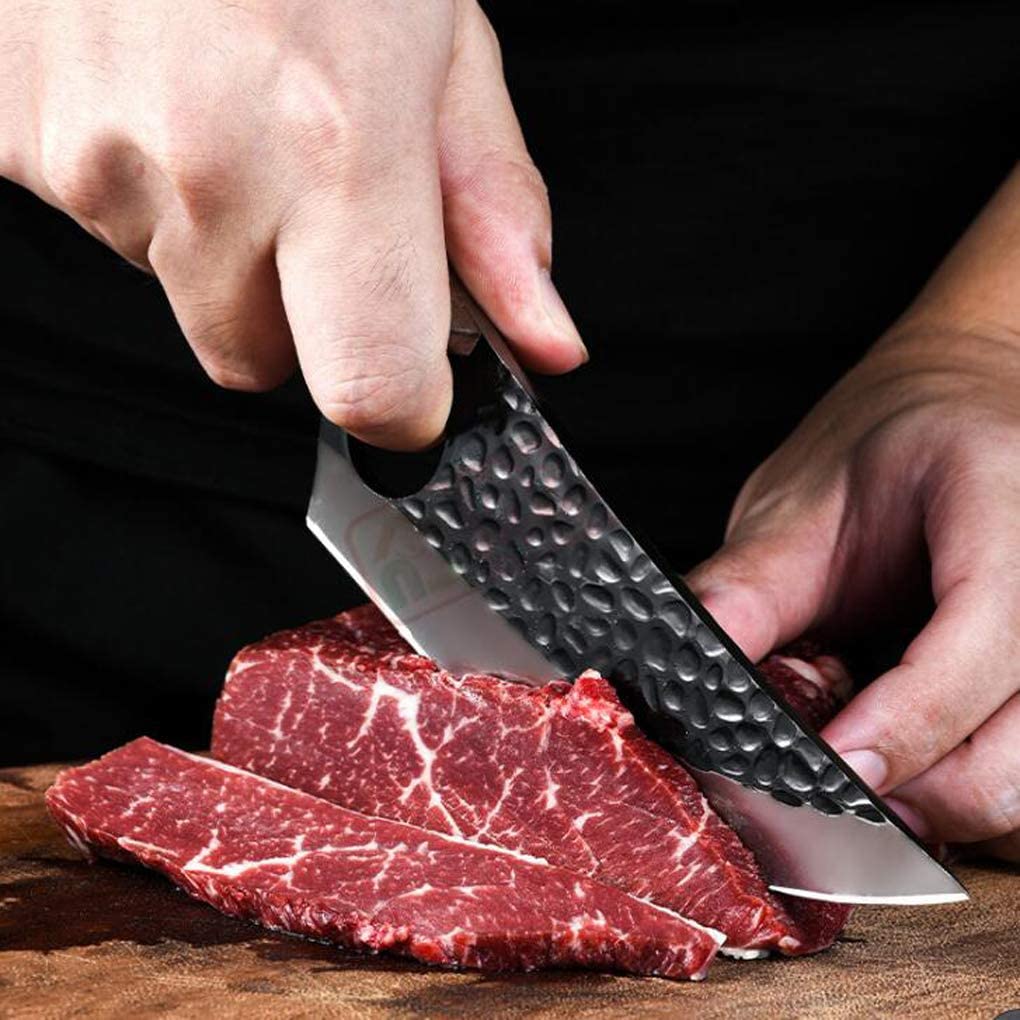 Hand-Forged Butcher Knife -Meat Cleaver - 6" Professional Kitchen Knife, Fishing Filet & Bait Knives Outdoor Survival Knife Multi-purpose Kitchen Knives for BBQ, Camping, Tactical, Deboning