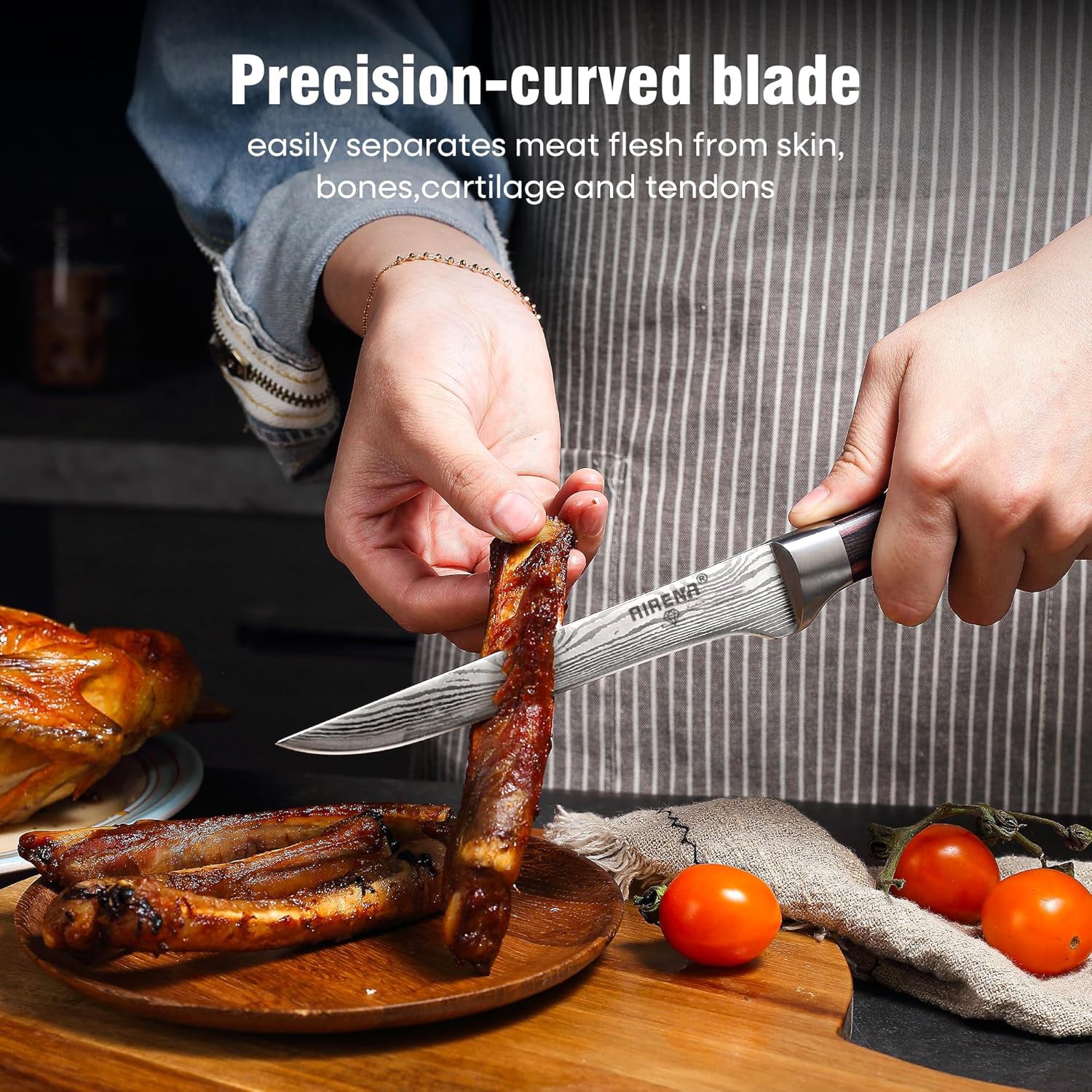Boning Knife 6 Inch, Super Sharp Fillet Knife with High Carbon Stainless Steel Blade, Deboning Knives, Professional Boning Knives for Meat Poultry Chicken, Pakkawood Handle with Gift Box