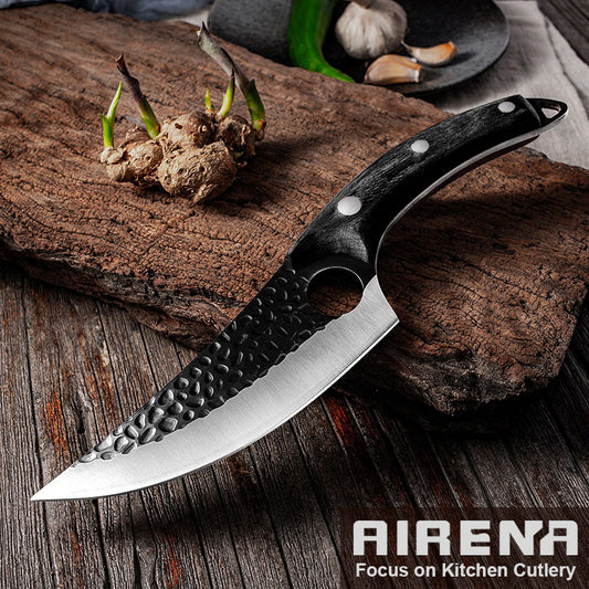 Hand-Forged Butcher Knife -Meat Cleaver - 6" Professional Kitchen Knife, Fishing Filet & Bait Knives Outdoor Survival Knife Multi-purpose Kitchen Knives for BBQ, Camping, Tactical, Deboning