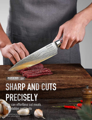 8" Chef's Knife - Damascus style Japanese Kitchen Knife - Rustproof German Steel - Ultra Sharp Cooking Knife - Best Value Gift (Christmas, Father's Day, Mother's Day) for Home Cooks,Professional Chef's, Culinary Students and More.