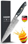 8" Chef Knife, Top Performance Kitchen Knife - Stylish Damascus Style Pattern Professional Kitchen Knife - Rustproof German Steel - Best Value with Sheath & Exquisite GiftBoxs - Ultra Sharp Cooking Knife - AIRENA